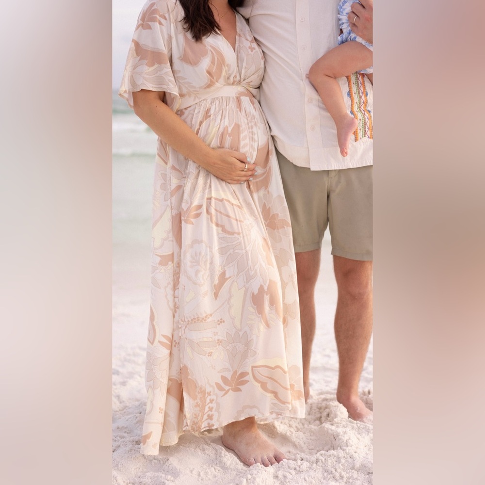 Olivaceous Cream and Pink Floral Dress